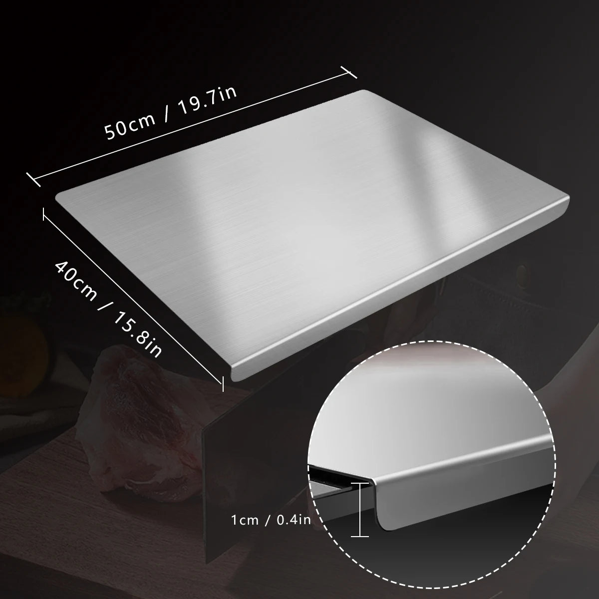 The Hygienic Board — 304 Stainless Steel Cutting Board (Non-Porous, Dishwasher-Safe)