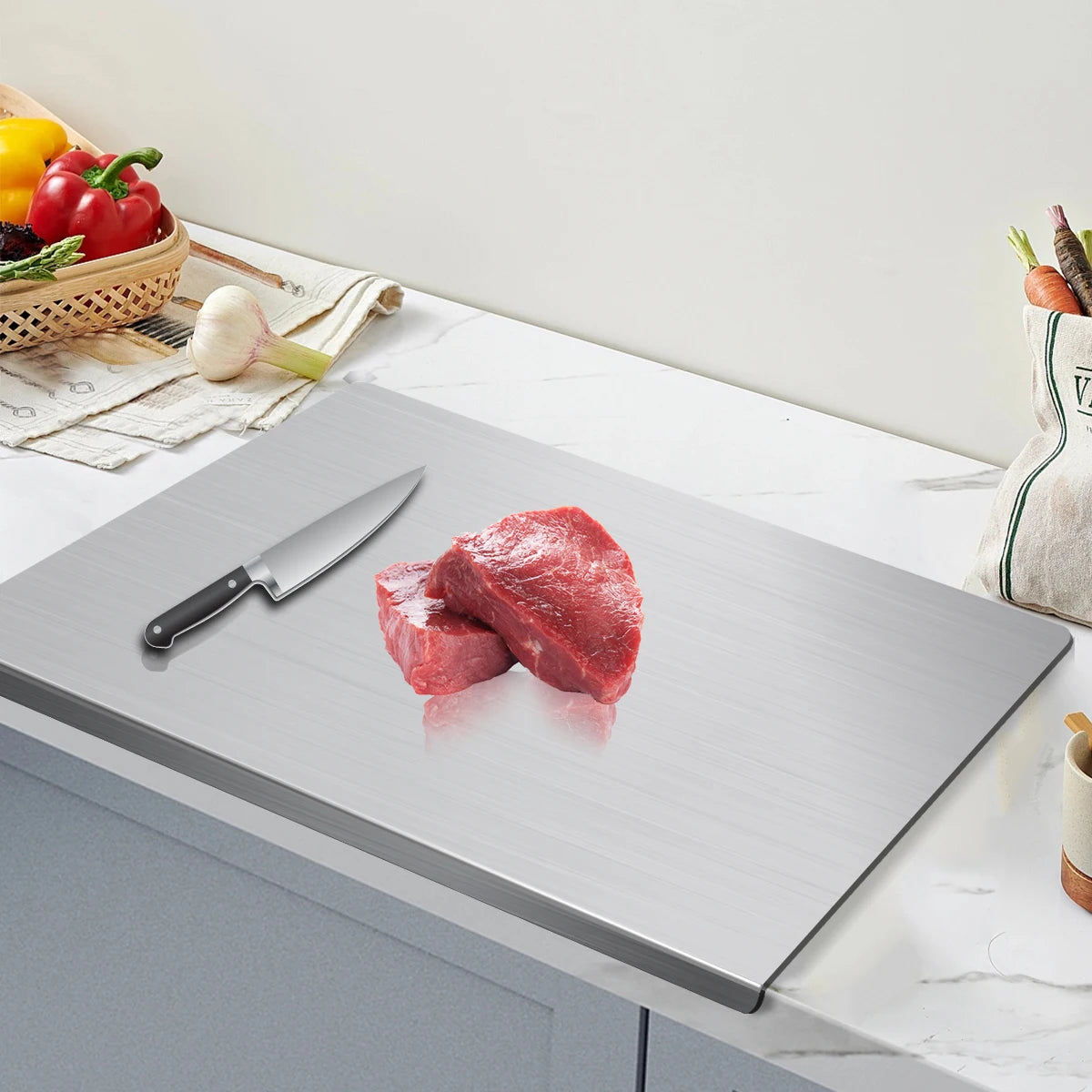 The Hygienic Board — 304 Stainless Steel Cutting Board (Non-Porous, Dishwasher-Safe)