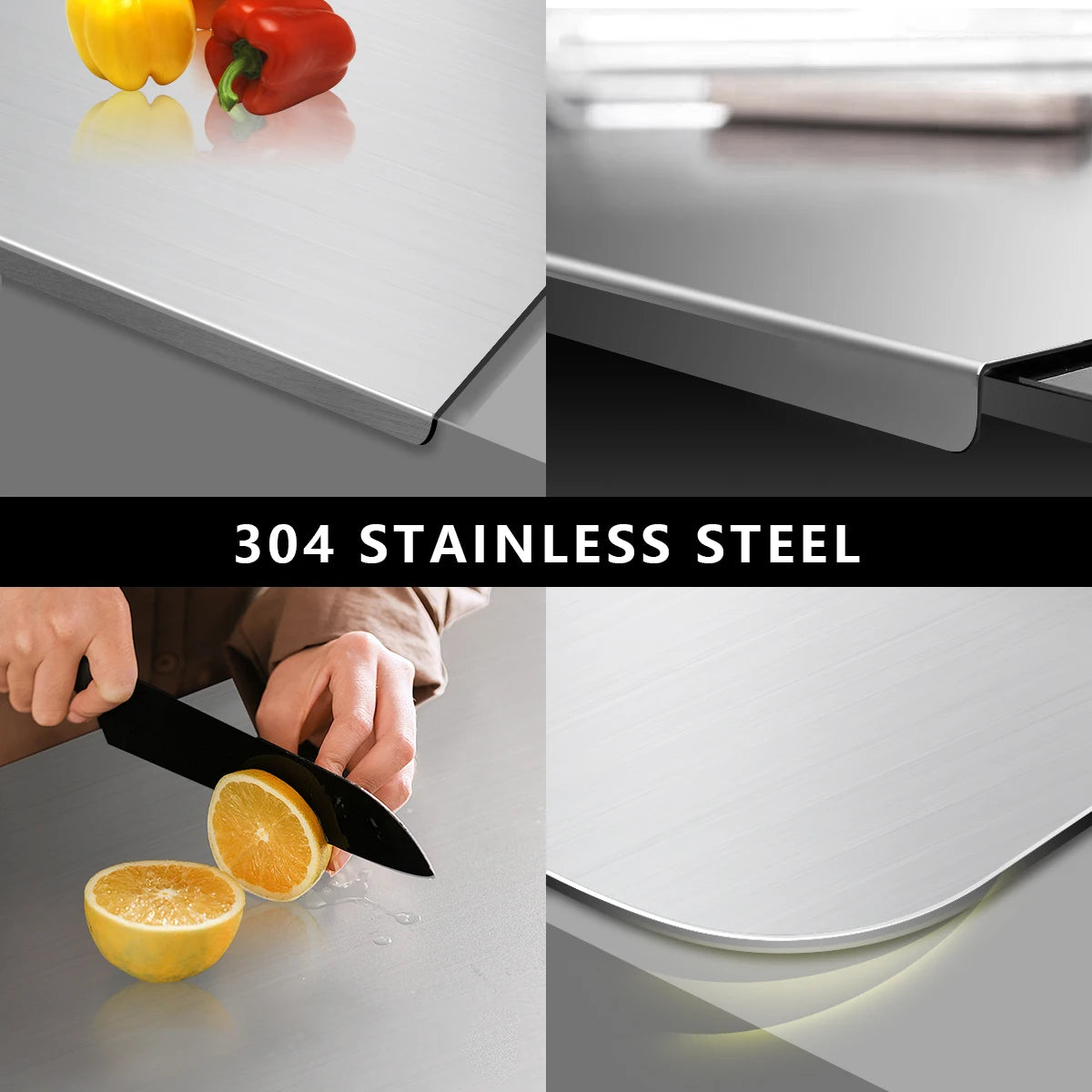 The Hygienic Board — 304 Stainless Steel Cutting Board (Non-Porous, Dishwasher-Safe)