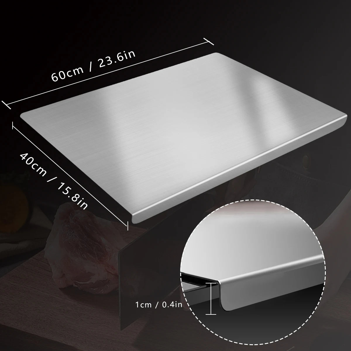 The Hygienic Board — 304 Stainless Steel Cutting Board (Non-Porous, Dishwasher-Safe)
